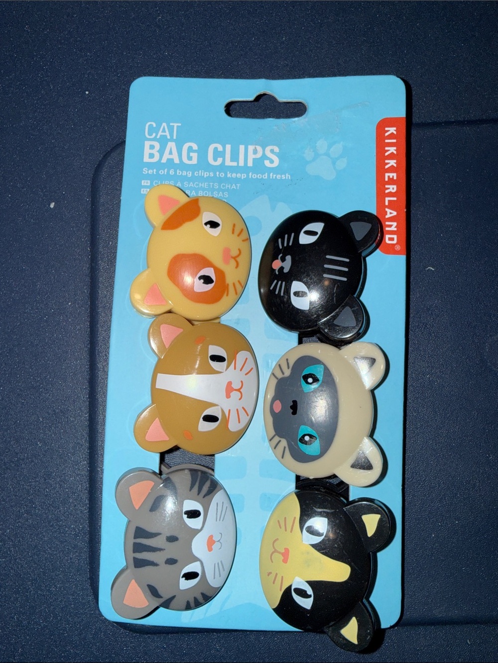 Kikkerland Multicolor Cat Bag Clips - Assorted Cute Cat Faces